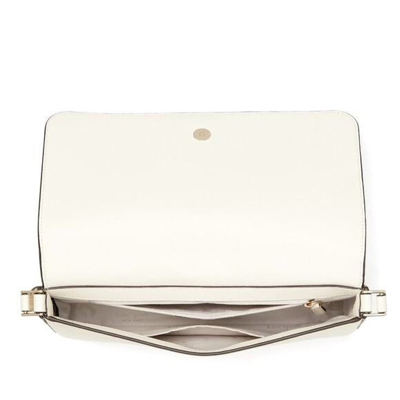 New Kate Spade Staci Flap Shoulder Bag Saffiano Leather Meringue - Picture 3 of 5